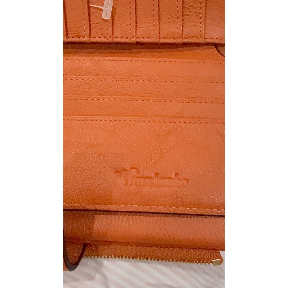 Travelambo Womens RFID Blocking Bifold Wallet Clutch Orange Pebbled Organizer